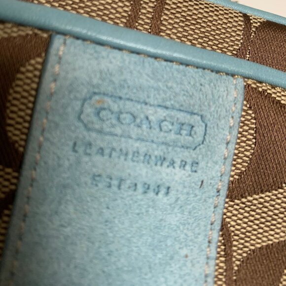 Rare Vintage Coach Blue Suede and Logo Fabric Belt bag - Picture 4 of 12